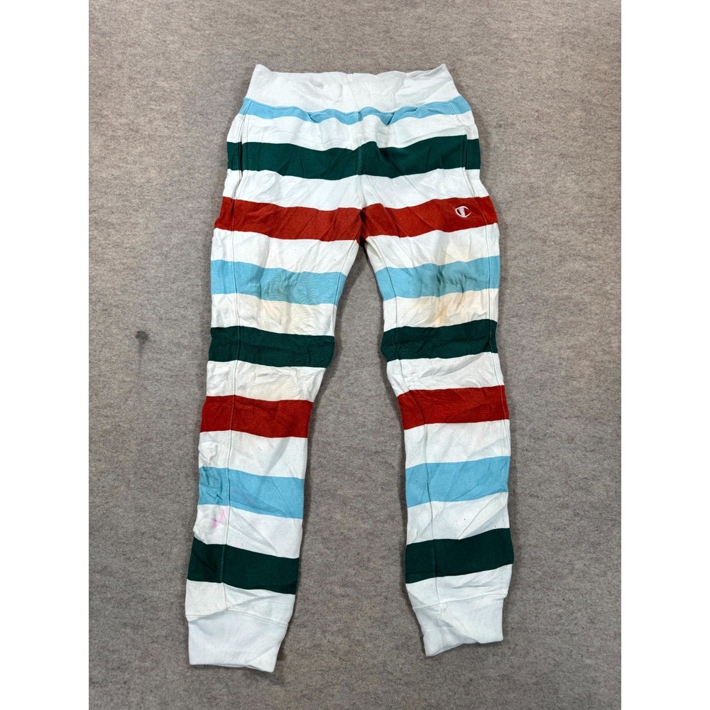 Champion UO Exclusive Rainbow Striped Jogger Pants Womens S Fleece Elastic Waist